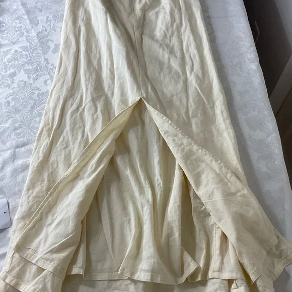 TopShop Women Size 4 Linen Blend Maxi Skirt Back Zip Back Slit & Side Runch NWT - Picture 9 of 10
